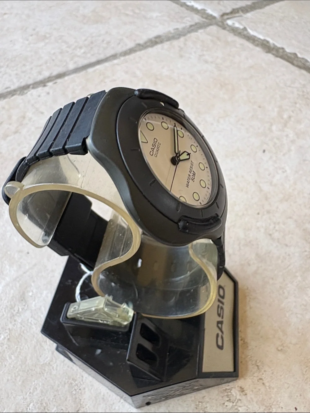 Casio Black Watch with White Dial and Luminous Markers